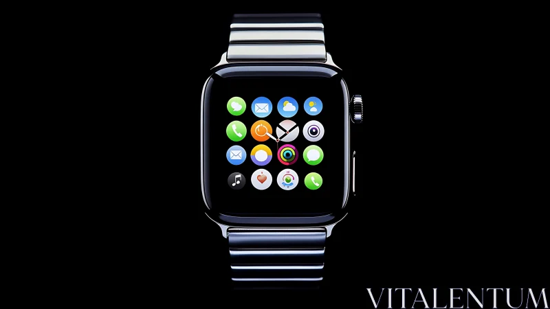 Midnight smartwatch hums with glowing app constellations