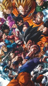 Collage shows multiple anime fighters arranged in vertical tiers