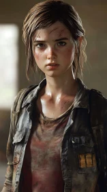 Battle-hardened young survivor stands in soft daylight.