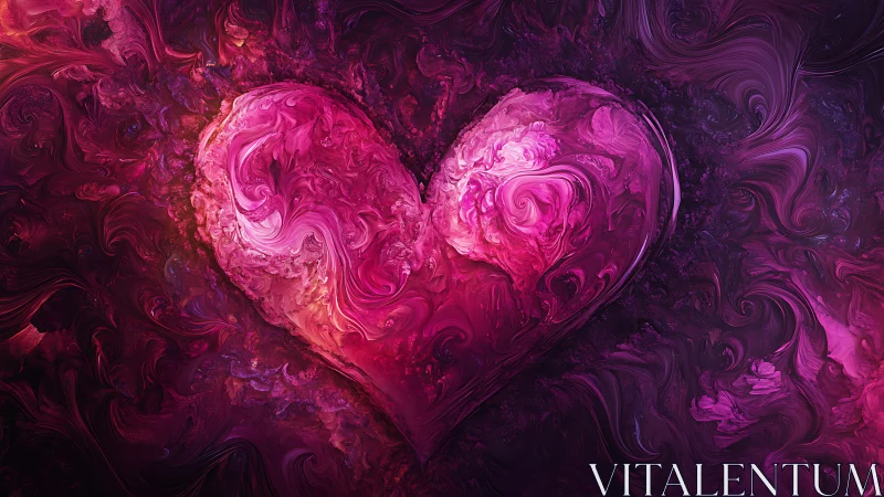 Glowing Pink Heart in Liquid Magenta Chaos