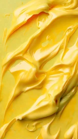 Yellow viscous substance spread in thick irregular strokes.