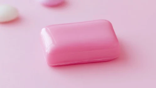 Sculptural soap bar rendered in minimalist pink monochromatic composition.