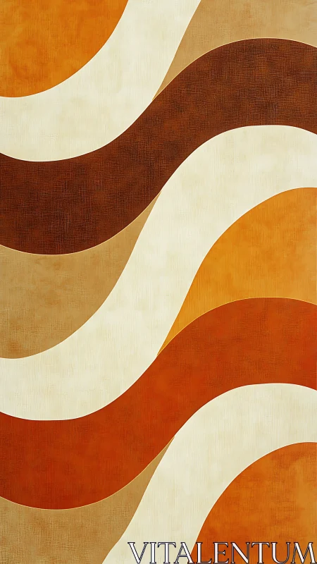 Retro curved wave pattern in warm orange and brown tones.
