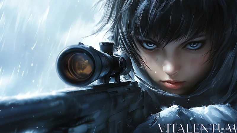 Tactical Operator Aiming Rifle with Scope.