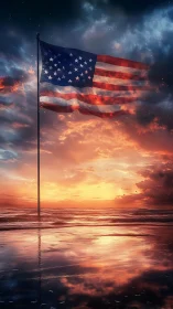 Flag of evening tides leans into a storm-kissed horizon