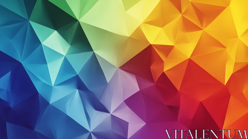 Polygonal low-poly rainbow gradient forms dynamic faceted field