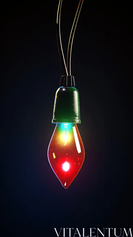 Glowing holiday bulb casting soft, colorful warmth.