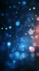 Defocused blue bokeh field with warm magenta light accents