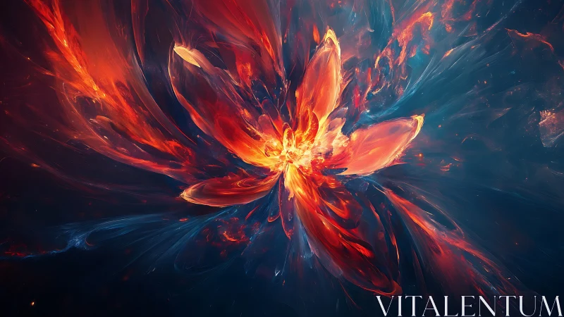 Central radial abstract form with orange and blue gradients