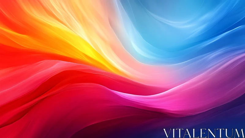 Radiant color waves drift across a luminous abstract horizon.