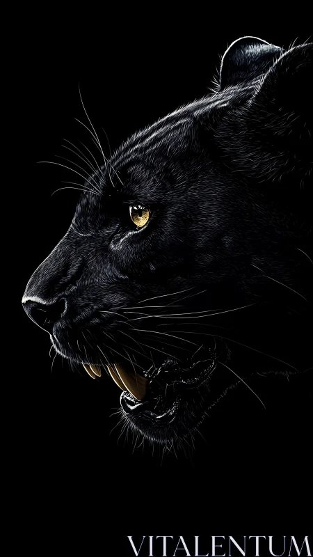 Black Cat Profile with Golden Eyes Glowing Menacingly.