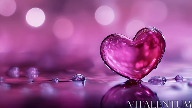Crystal Heart Floating in Magenta Light.