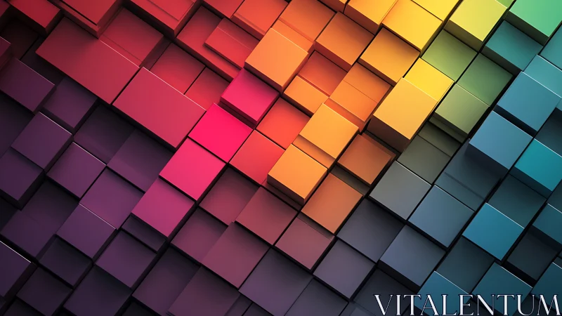 Isometric grid of colored cubes in diagonal spectrum layout.