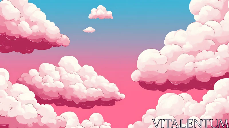Cotton candy clouds drift softly across a dreamy sky