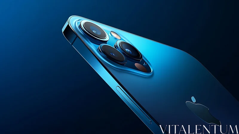 iPhone 12 Pro Triple Camera Array with Titanium Frame Against Deep Blue