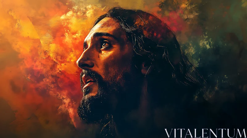 Stormlit gaze carves hope through blazing clouds of dusk