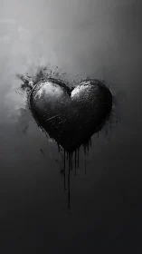 Monochrome Heart Explodes: Splattered Emotion in Shades of Black.