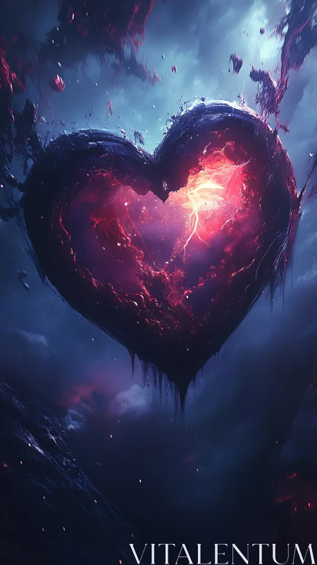 Glowing Heart in the Clouds. A Luminous Spirit.