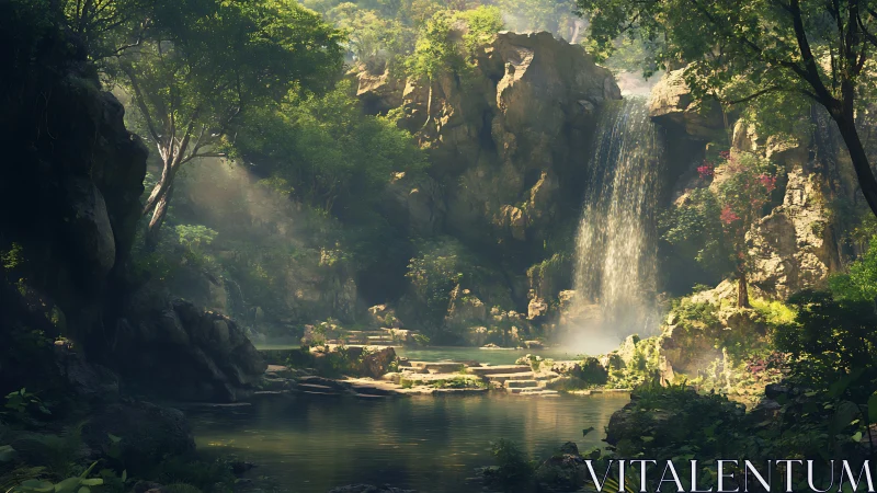 Hidden Waterfall Paradise in Verdant Canyon.