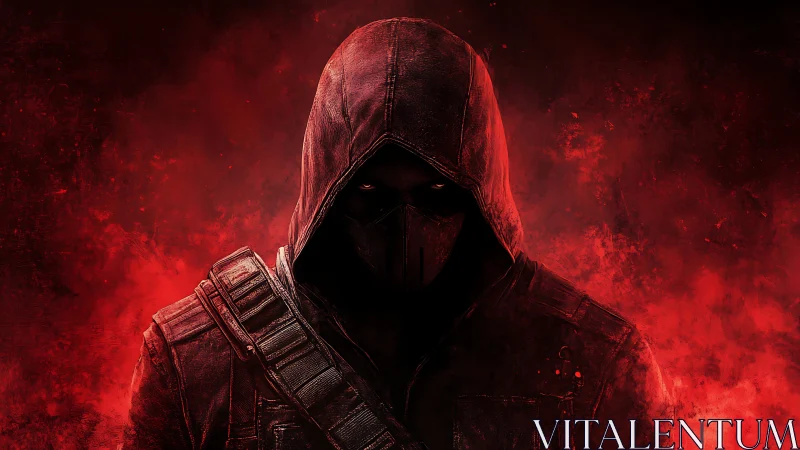 Scarlet smoke crowns the hooded specter of a silent vigil