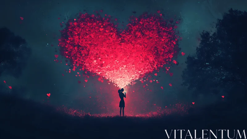 Solitary Figure Beneath Heart Constellation.