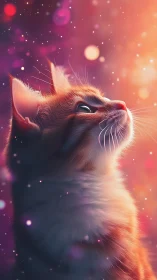 Luminous Feline Portrait: Ethereal Digital Rendering with Bokeh Effects.
