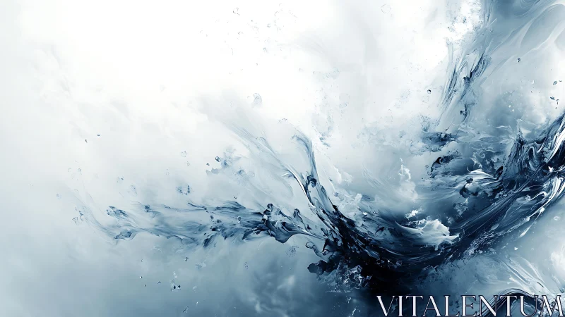 Abstract splash of water and ink in motion, digital art style.