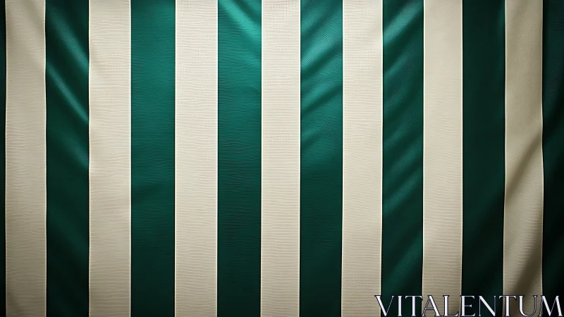 Green and beige vertical striped fabric background pattern.