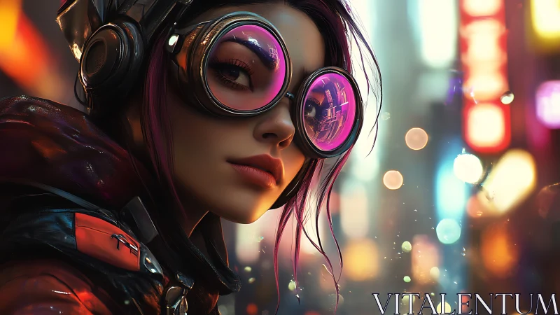 Neon city dreamer with bright goggles and fearless style.
