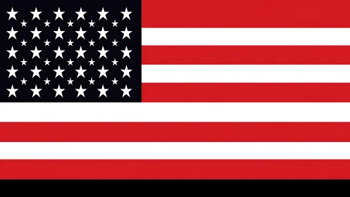 United States flag graphic with bold stars and stripes layout.