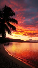 Sunset-lit tropical shoreline wrapped in glowing calm.