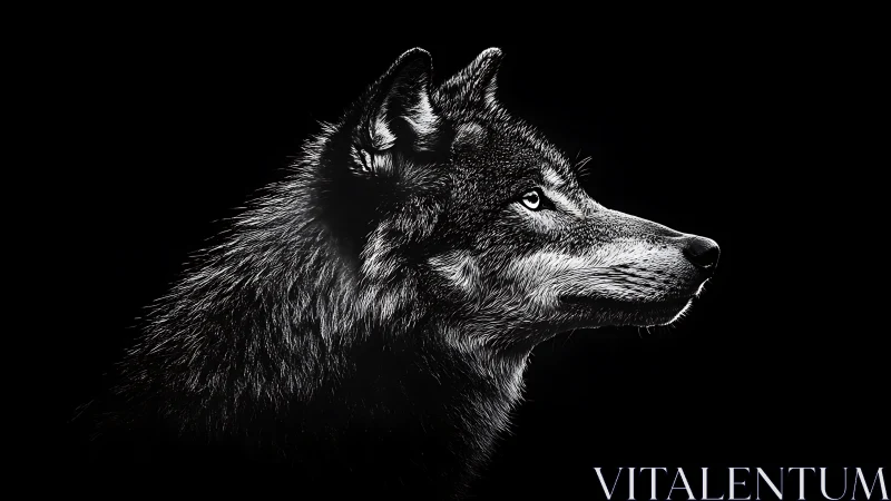 Moonlit profile of a silver wolf carved from midnight ink.