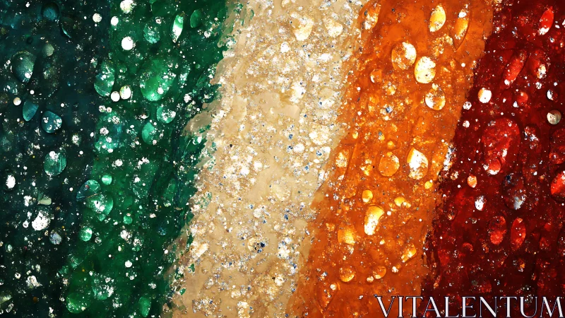 Macro study of tricolour wet surface with dense droplets.