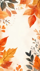 Autumn watercolor foliage frames soft blank background beautifully.