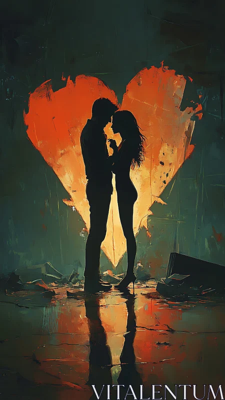 Silhouettes Ablaze: Love's Fiery Geometry.