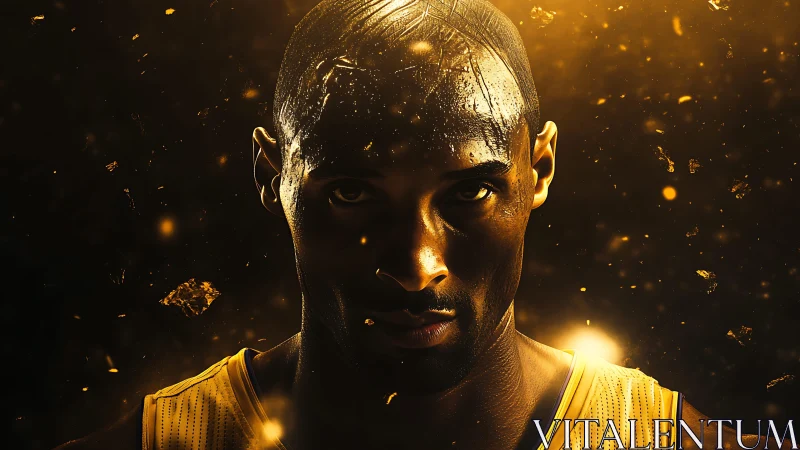 High-contrast basketball portrait under cinematic rim lighting glow