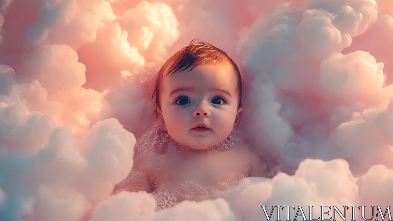 Cherub Among Clouds. A Gentle Dream Unfolds.