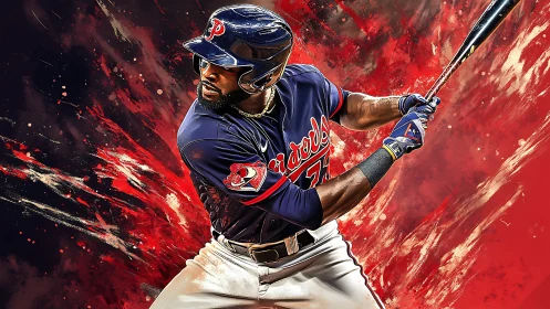 Baseball batter is rendered in dynamic digital illustration