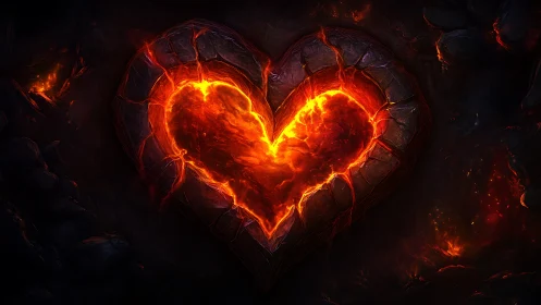 Fiery Heart Burning Against Darkness