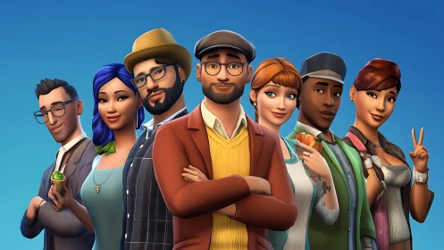 Parametric 3D portrait array of stylized urban character avatars.