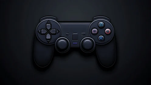 Modern Wireless Gaming Controller Against Dark Background