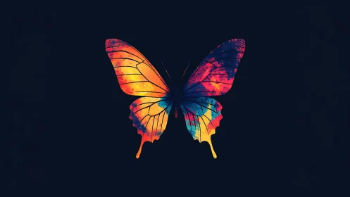 Neon gradient butterfly silhouette on deep black background