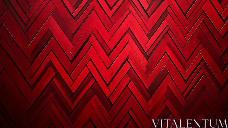 Red zigzag wooden slats form uniform chevron surface