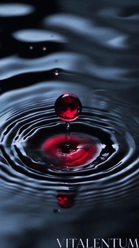 Crimson droplet crowns midnight water with silent echoes.