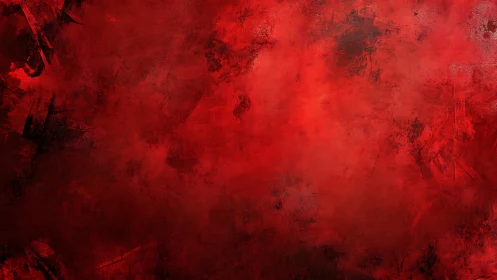 Textured red abstract field with dark vignetting and layered brushwork