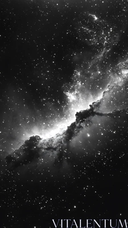 Monochrome deep space field shows dense nebular structure