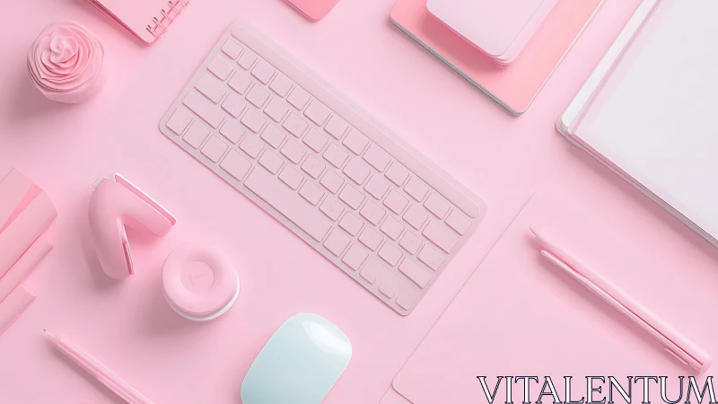 Cotton candy workspace lines up gadgets in pastel parade