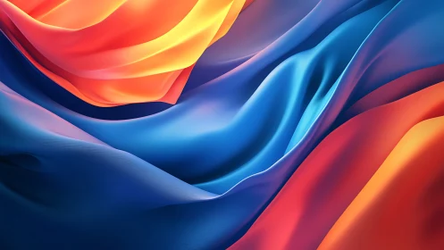 Undulating neon fabric waves render vibrant chromatic gradients
