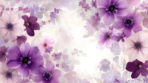 Purple flowers layered with varied opacity creating depth