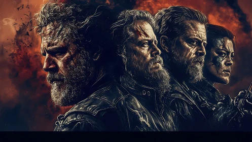 Battle-hardened warriors face burning storm of chaos.